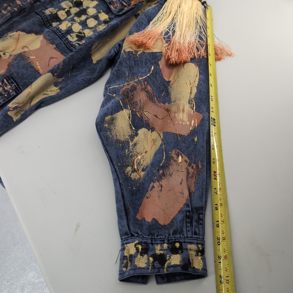 Acid Wash Jumpsuit Coveralls Denim Canvas Utility Art to Wear Grunge Size Large - Picture 6 of 16